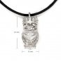 Owl Animal King Crown 925 Silver Necklace Leather chain