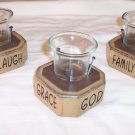 Wooden Votive Candle Holders Set of 3