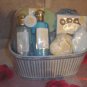 GARDEN PEONY 7 PC WOMEN'S BATH SET IN WOVEN BASKET