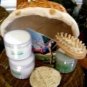 GREEN TEA 6 PC BATH SET W/ LINED WOVEN BASKET