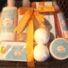 WINTER LOTUS 8 PC BATH SET IN WOVEN BASKET