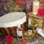 PARRIS 8 PC BATH & JOURNAL SET IN LINED WOVEN BASKET