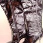 BESTON WOMEN'S ETCHED STITCHING DESIGN BLACK KNEE-HI LEATHER BOOTS, SIZE 7M