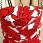 DONNA RICCO WOMEN'S STRAPLESS RED & WHITE FLORAL TUBE DRESS, SIZES 12