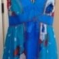 JNY WOMEN'S V-NECK BLUE AQUA SILK HALTER DRESS W/ TIE NECK, SIZES 8,12