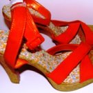 MICHAEL ANTONIO WOMEN'S ORANGE CORK HEEL SANDAL W/ CRISSCROSS STRAPS, SIZE 7M