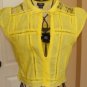 EMBROIDERED WOMEN'S CAP SLEEVE DEEP YELLOW LACE TOP, SIZES LARGE, SMALL