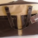 UNISEX LARGE CANVAS TRAVEL DUFFEL BAG BEIGE & BROWN