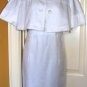 FOCUS 2-PC WOMEN'S WHITE ELBOW SLEEVE JACKET W/ V-NECK DRESS, SIZE 8