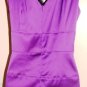 DONNA RICCO WOMEN'S PURPLE V-NECK SATIN COCKTAIL DRESS, SIZES 4,10