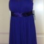 SL FASHIONS WOMENS IRIS BLUE BEADED MESH INSET COCKTAIL DRESS, SIZE 8