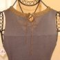 GRACIA V-NECK SLEEVELESS WOMEN'S GREY/GOLD TRIM TUNIC, SIZE MEDIUM