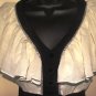 GRACIA WOMEN'S V-NECK IVORY/BLACK RHINESTONE BLOUSE, SIZE SMALL