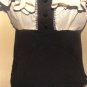 GRACIA WOMEN'S V-NECK IVORY/BLACK RHINESTONE BLOUSE, SIZE SMALL