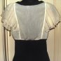 GRACIA WOMEN'S V-NECK IVORY/BLACK RHINESTONE BLOUSE, SIZE SMALL