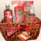 POMEGRANTE SPICE 5 PC BATH SET IN WOVEN BASKET