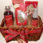 POMEGRANTE SPICE 5 PC BATH SET IN WOVEN BASKET