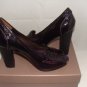 APEPAZZA WOMEN'S PEEP TOE PLUM PATENT LEATHER DRESS SHOE, SIZES 7,9,10
