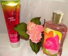 BATH & BODY WORKS SWEET PEA 2 PC TRAVEL BATH SET
