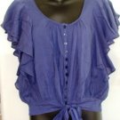DOUBLE ZERO WOMEN'S SHEER RUFFLE LAYER NAVY BLUE TOP SIZE SM DOUBLE ZERO WOMEN'S SHEER RUFFLE LAYER NAVY BLUE TOP SIZE SM
