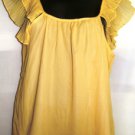DOUBLE ZERO WOMEN'S YELLOW SHEER FLUTTER SLEEVE TOP, SIZES SM 6-8, MED 10-12, LARGE 14-16 DOUBLE ZERO WOMEN'S YELLOW SHEER FLUTTER SLEEVE TOP, SIZES SM 6-8, MED 10-12, LARGE 14-16
