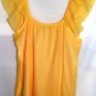 DOUBLE ZERO WOMEN'S YELLOW SHEER FLUTTER SLEEVE TOP, SIZES SM 6-8, MED 10-12, LARGE 14-16