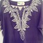 C LUCE WOMEN'S SHEER V-NECK NAVY BLUE CAP SLEEVE BLOUSE SIZES SM 6-8, MED 10-12