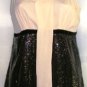 GRACIA WOMEN'S PEACH/BLACK SEQIN SPAGHETTI STRAP TOP SIZE SM, MED, LG,
