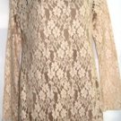 GRACIA VELVET & LACE BEIGE LONG SLEEVE TUNIC, SIZE MED 8-10, LG 12-14 GRACIA VELVET & LACE BEIGE LONG SLEEVE TUNIC, SIZE MED 8-10, LG 12-14