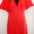 DOUBLE ZERO TOMATO COLOR V-NECK CAP SLEEVE DRESS SIZE SM 4-6, MED 8-10, LG 12-14 DOUBLE ZERO TOMATO COLOR V-NECK CAP SLEEVE DRESS SIZE SM 4-6, MED 8-10, LG 12-14