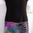 BALI BLACK MULTI- COLOR PRINT CAP SLEEVE DRESS SIZE SM 4-6, MED 8-10, LG 12-14, XL 18