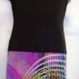 BALI BLACK MULTI- COLOR PRINT CAP SLEEVE DRESS SIZE SM 4-6, MED 8-10, LG 12-14, XL 18