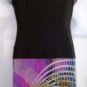 BALI BLACK MULTI- COLOR PRINT CAP SLEEVE DRESS SIZE SM 4-6, MED 8-10, LG 12-14, XL 18