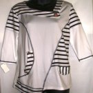 BALI NAVY BLUE/WHITE STRIPE 3/4 SLEEVE SHIP SAILOR TOP SIZE M 8-10, XL 14-16, XXL 18-20