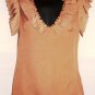 BLACK TAN SLEEVELESS V-NECK W/ RUFFLES TOP, SIZE SM (4-6)
