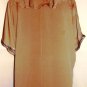 LINE & DOT SHORT SLEEVE TAN TOP W/ RUFFLES COLLAR, SIZE LG (14)