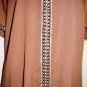 LINE & DOT SHORT SLEEVE TAN TOP W/ RUFFLES COLLAR, SIZE LG (14)