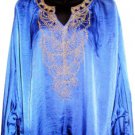 BLACK BEADED BAT WING SLEEVE ROYAL BLUE TOP, SIZE LG (14)
