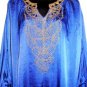 BLACK BEADED BAT WING SLEEVE ROYAL BLUE TOP, SIZE LG (14)