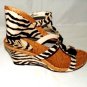 MADELINE WOMEN'S ZEBRA ANIMAL PRINT WEDGE SANDAL SIZE 6.5M