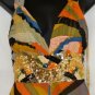 NINA AUSTIN MULTI-ORANGE/YELLOW V-NECKLINE GOWN SIZE, X-SM