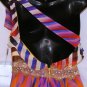 NINA AUSTIN MULTI-STRIPE ONE SHOULDER RUFFLE NECKLINE OPEN BACK GOWN SIZE, MED