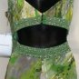 NINA AUSTIN MULTI-GREEN FLOWER FLORAL SLEEVELESS & OPEN BACK GOWN SIZE, SM