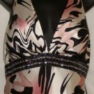 NINA AUSTIN MULTI-PINK/BLACK ANIMAL PRINT HALTER NECK BACK OUT GOWN SIZE, MED
