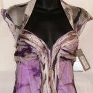 NINA AUSTIN MULTI-PURPLE RUFFLE CAP SLEEVE TOP GOWN SIZE, X-SM
