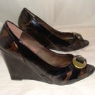 MADELINE WOMEN'S FASHION JAYDEN BLACK PATENT 4" WEDGE HEELS W/ OPEN TOE SIZE 6.5, 10