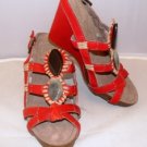 APEPAZZA WOMEN'S AMBRA RED FASHION STRAPPY 4" PLATFORM WEDGE SANDAL SIZE 8, 9
