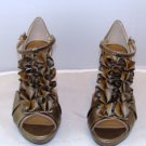 MADELINE WOMEN'S GEORGI OLD GOLD 4" OPEN TOE ANKLE STRAP HEEL SIZE 8