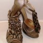 MADELINE WOMEN'S GEORGI OLD GOLD 4" OPEN TOE ANKLE STRAP HEEL SIZE 8