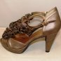 MADELINE WOMEN'S GEORGI OLD GOLD 4" OPEN TOE ANKLE STRAP HEEL SIZE 8